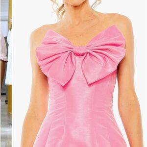 Mac Duggal bow front strapless taffeta gown